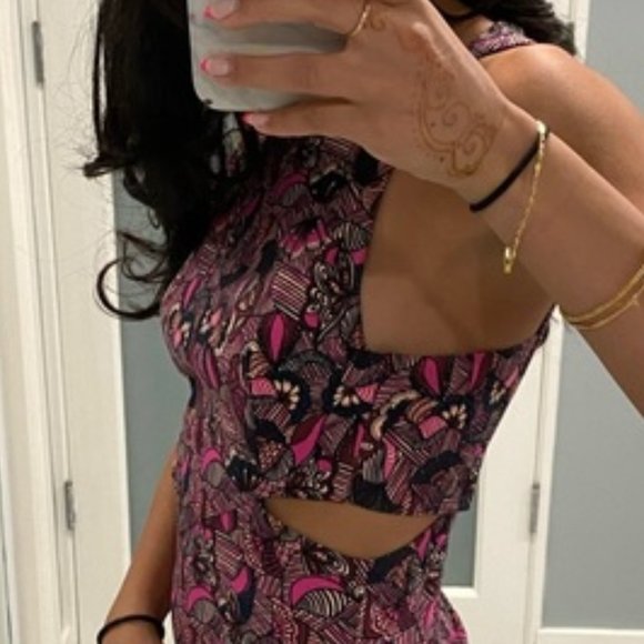 Floral Printed Fitted Halter Dress Sz XS - Picture 6 of 6